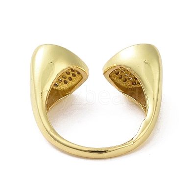 Brass Micro Pave Clear Cubic Zirconia Open Cuff Ring for Women RJEW-M165-03B-G-1