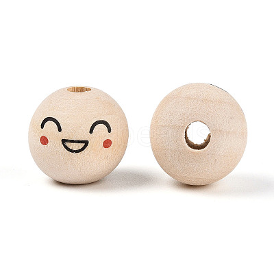 Printed Schima Wood Beads WOOD-T033-02B-1