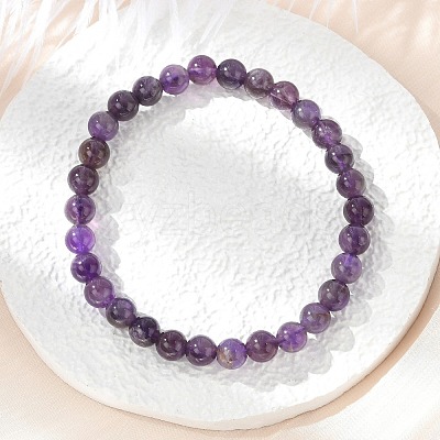 Natural Amethyst Beaded Stretch Bracelets BJEW-D446-B-47-1