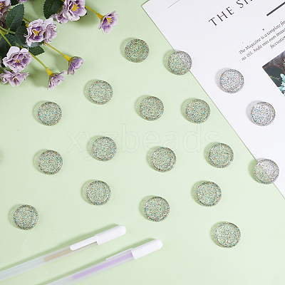 50Pcs Flat Round Glitter Powder Transparent Acrylic Loose Leaf Ring Round Binder Discs DIY-CP0012-15-1