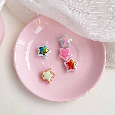 UV Plating Rainbow Iridescent Acrylic Beads PACR-I003-02-1