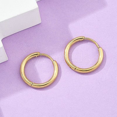 Ion Plating(IP) 304 Stainless Steel Huggie Hoop Earrings X-EJEW-F111A-17mm-G-1