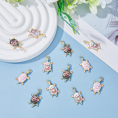 36Pcs 3 Colors Rack Plating Alloy Enamal Pendants ENAM-HY0001-09-1