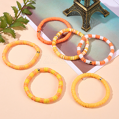 Handmade Polymer Clay Heishi Beads Stretch Bracelets Sets BJEW-JB05902-01-1