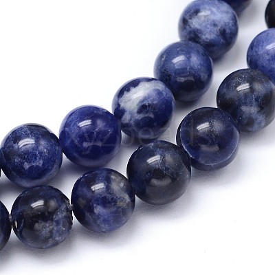 Round Natural Sodalite Beads Strands G-F222-39-12mm-1