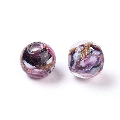 Handmade Gold Sand Lampwork Beads LAMP-T006-10A-1
