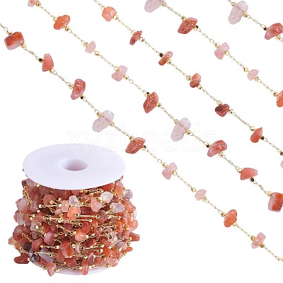 Natural Banded Agate Chips Beaded Chains CHC-SZ0001-62F-1
