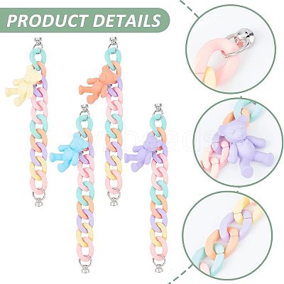 4Pcs 4 Style Acrylic Curb Chain for DIY Mobile Straps AJEW-CA0002-39-1