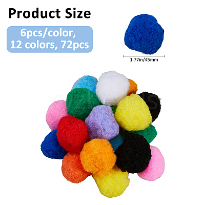 72Pcs 12 Colors Polypropylene Pompom Ball DIY-FH0010-22-1