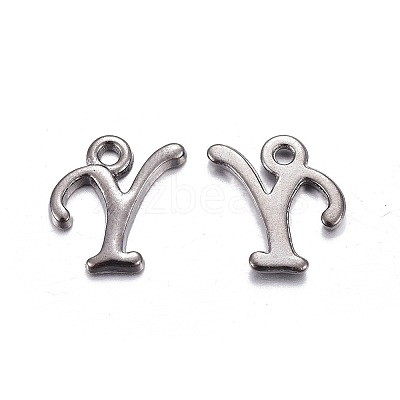 Gunmetal Plated Alloy Letter Pendants PALLOY-P097-03-Y-1