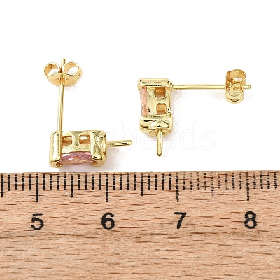 Brass Micro Pave Cubic Zirconia Earring Findings KK-D226-10G-04-1