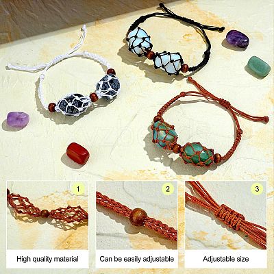 12Pcs Adjustable Braided Nylon Cord Macrame Pouch Bracelet Making AJEW-SW00010-02-1