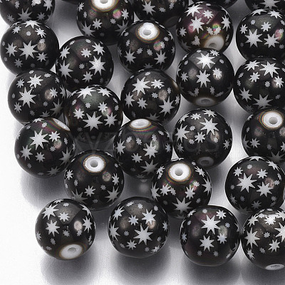 Christmas Electroplate Glass Beads EGLA-R113-07H-1
