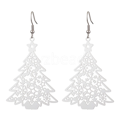 Tarnish Resistant 304 Stainless Steel Dangle Earrings EJEW-JE05876-S-1