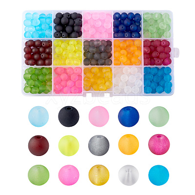 1Box 15 Color Transparent Glass Beads GLAA-X0011-02-1