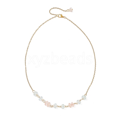 2Pcs 2 Colors Crackle Glass Rondelle Beaded Necklaces NJEW-JN05485-1