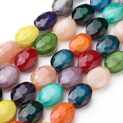 Pearl Luster Plated Glass Bead Strands EGLA-E037-PL08-1