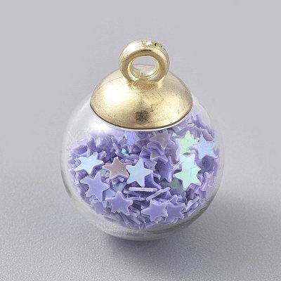 Glass Ball Pendants GLAA-WH0015-26L-1
