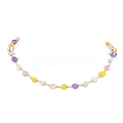 Natural Shell Nugget Beaded Chain Necklaces NJEW-JN04358-1