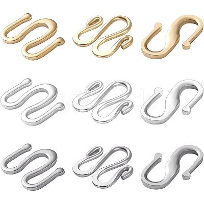 72Pcs 9 Style Brass S Hook Clasps KK-BC0002-29-1