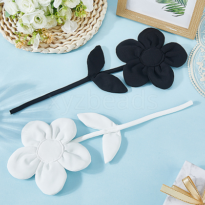 2Pcs 2 Colors Polyester & Cotton Flower Lapel Pins for Clothes JEWB-CY0001-05-1