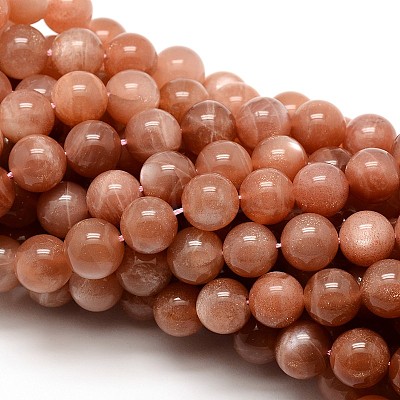 Natural Gemstone Sunstone Round Beads Strands G-E251-34-6mm-1