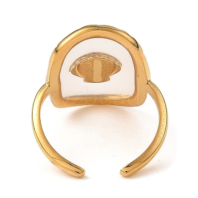 Oval with Shell Shape Resin Finger Rings STAS-Z101-07G-02-1