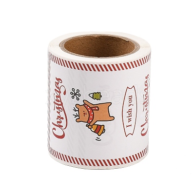 50Pcs Christmas Square with Word Merry Christmas Roll Stickers DIY-M070-03C-1