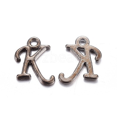 Gunmetal Plated Alloy Letter Pendants LS-PALLOY-J718-01B-K-1