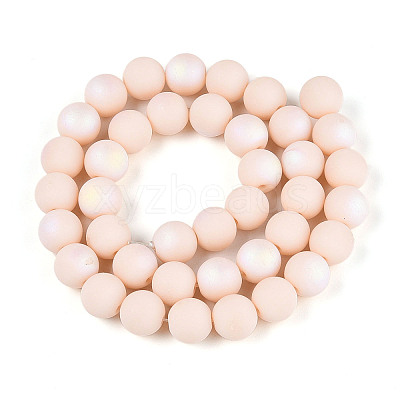 Frosted Opaque Glass Beads Strands GLAA-T032-P10mm-MBB09-1