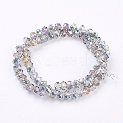 Faceted Electroplate Glass Rondelle Bead Strands X-EGLA-S010-6-1