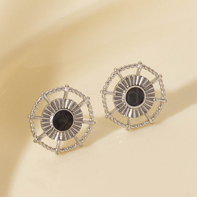 Vintage French Style 304 Stainless Steel Sun Stud Earrings BK1028-1-1