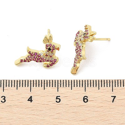 Horse Brass Micro Pave Cubic Zirconia Stud Earrings EJEW-M077-13G-1