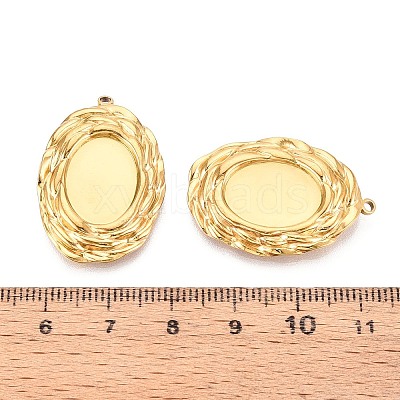 304 Stainless Steel Pendant Cabochon Settings STAS-T067-21G-1