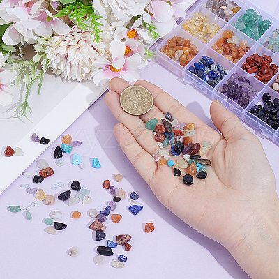 150G 15 Styles Natural & Synthetic Mixed Gemstone Chip Beads G-PA0001-95-1