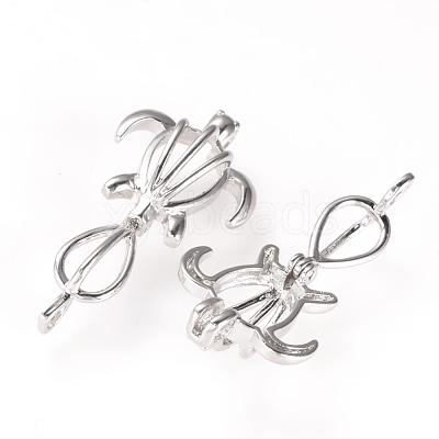 Brass Cage Pendants KK-R057-02P-1