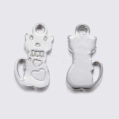 Non-Tarnish 304 Stainless Steel Kitten Charms STAS-F159-50P-1