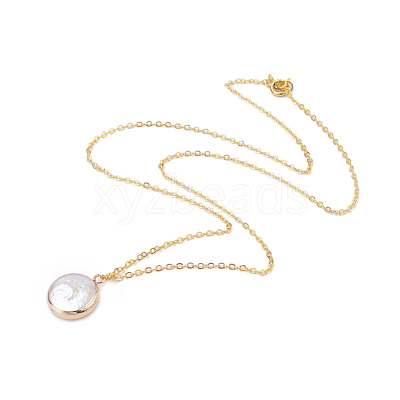 Plated Natural Baroque Pearl Keshi Pearl Beads Necklaces NJEW-JN02218-1