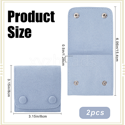 2Pcs Microfiber Cloth Jewelry Storage Bags with Brass Button ABAG-BBC0001-17A-02-1