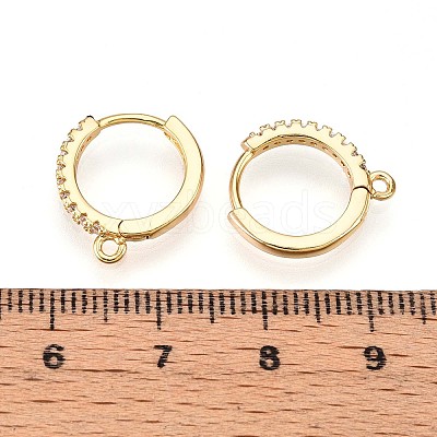 Brass Micro Pave Cubic Zirconia Hoop Earring Finding KK-N261-52G-1
