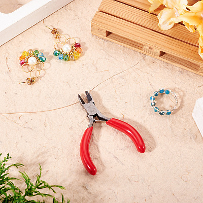 2Pcs Carbon Steel Jewelry Pliers with Red Handles TOOL-TA0001-18-1