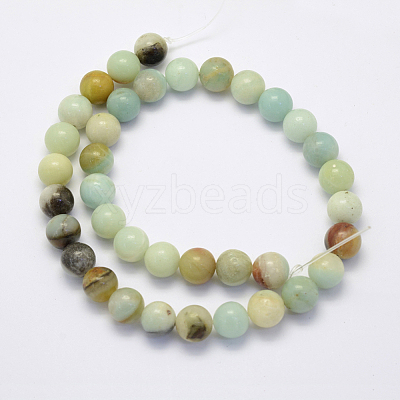 Natural Flower Amazonite Beads Strands X-G-G697-F06-8mm-1