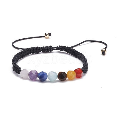 Chakra Nylon Cord Braided Bead Bracelets Set BJEW-JB07251-1