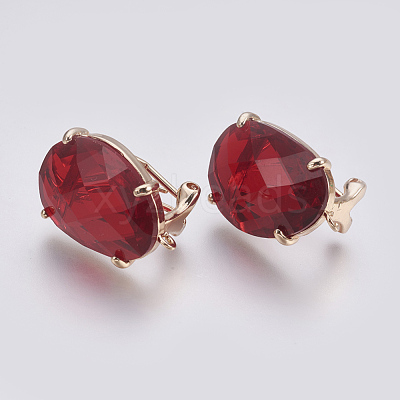 Faceted Glass Stud Earring Findings GLAA-F084-D03-1