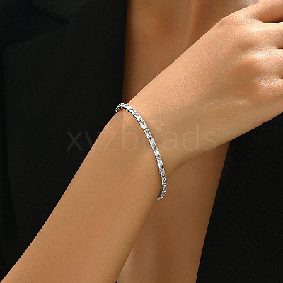 Elegant Brass Cubic Zirconia Chain Bracelets for Women's Daily Wear DT7615-1-1