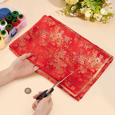 Chinese-style Flower Pattern Polyester Fabric for Clothing & Home Decor DIY-WH0622-735A-1