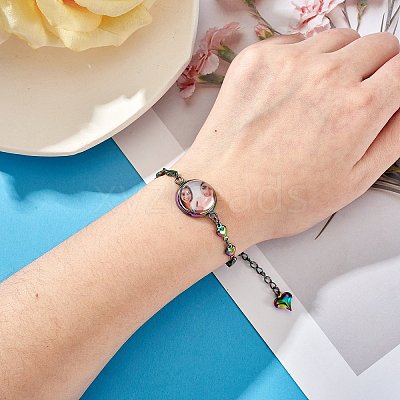DIY Rainbow Color Blank Dome Link Bracelet Making Kit DIY-SZ0009-08-1
