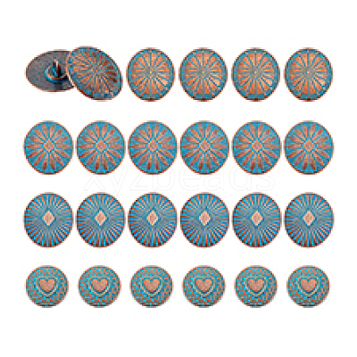24Pcs 4 Styles 1-Hole Zinc Alloy Shank Buttons BUTT-PH0001-60-1