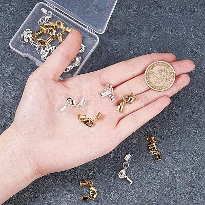 Rack Plating Brass Lobster Claw Clasps with Clip Ends KK-PH0035-34-WH-1
