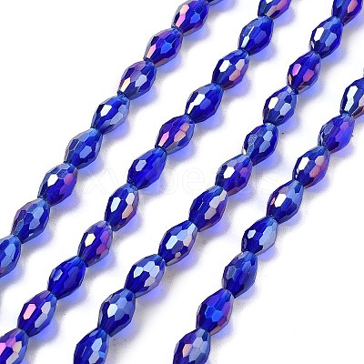 Transparent Electroplate Glass Beads Strands EGLA-A037-T6x8mm-B03-1